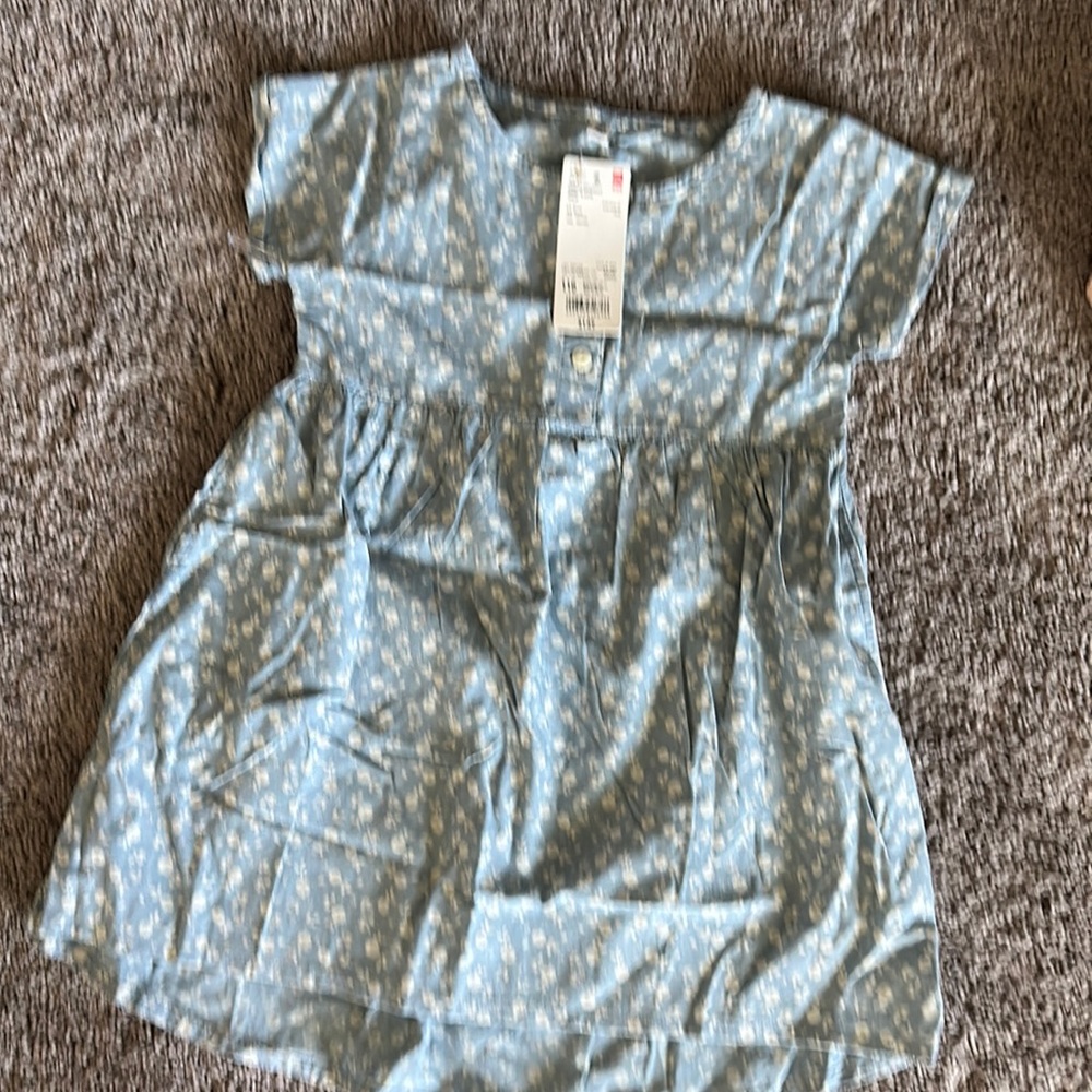 Uniqlo girls printed chambray short sleeve dress size 4T